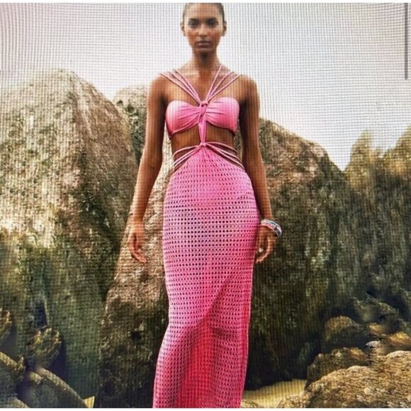 PatBO Dresses & Skirts - PatBO Cut Out Beach Dress in Blush Pink